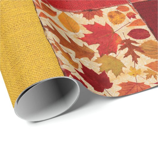 Herbst-Patchwork Geschenkpapier (Rolleneckpunkt)