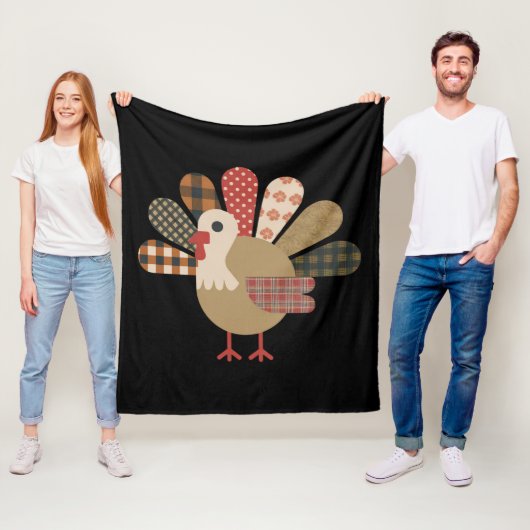 Herbst-Patchwork-Steppdecke Truthahn Erntedankfest Fleecedecke (Beispiel)