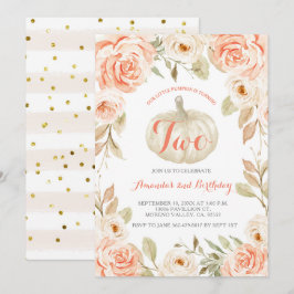 Herbst Peach Pumpkin 2. Geburtstag Einladung