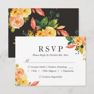 Herbst-Pfirsich-Aquarell-Blumen-Herbsthochzeit-Ant RSVP Karte