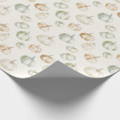 Herbst-Pfirsich-Minze-Kürbisse Geschenkpapier (Ecke)