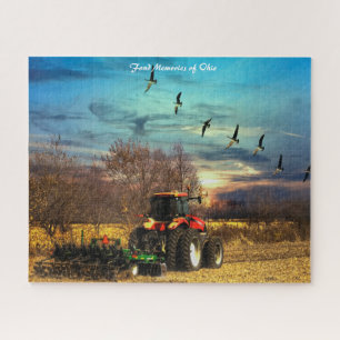 Herbst-Pflug-Traktor Ohio.Weihnachtsgrüße Puzzle