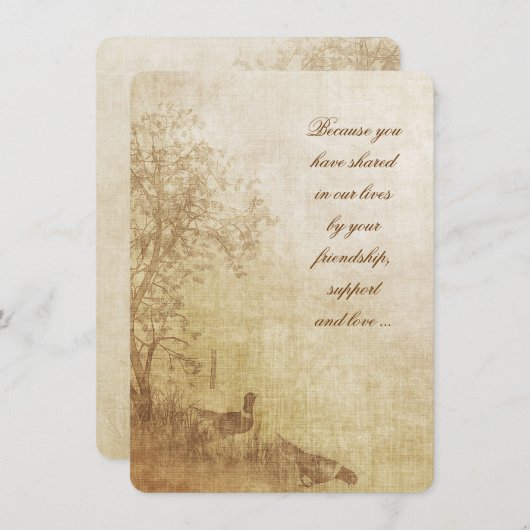 Herbst Pheasant Vow Wiedereröffnung Einladung (Vorne/Hinten)