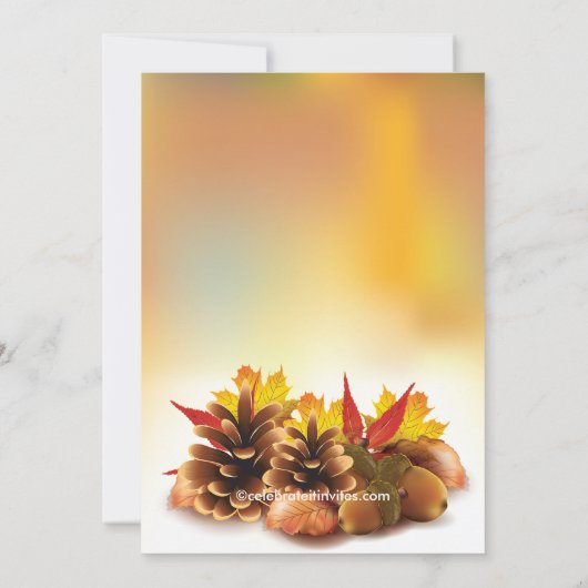 Herbst Pinecones Bridal Dusche Einladung (Rückseite)