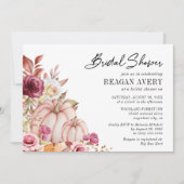 Herbst Pink Burgundy Pumpkin Brautparty Einladung (Vorderseite)