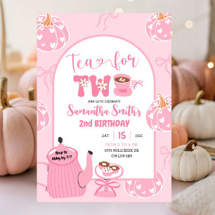 Herbst Pink Whimsical Retro Teezeremonie am 2. Geb Einladung