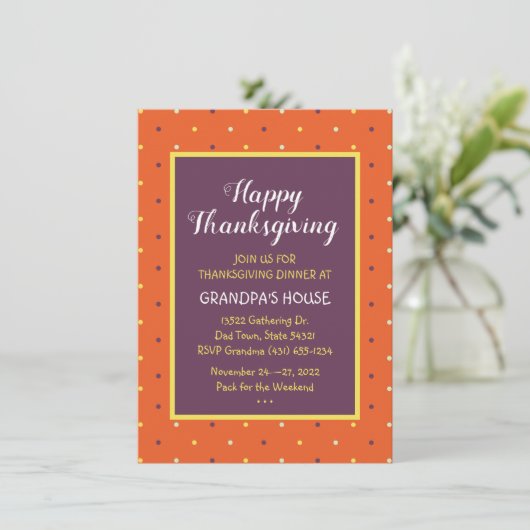 Herbst Polka Dots Custom Einladung (Stehend Vorderseite)