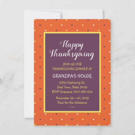 Herbst Polka Dots Custom Einladung (Vorderseite)