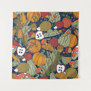 Herbst, Polka Punkte, Vintag, nahtlos. Wandteppich