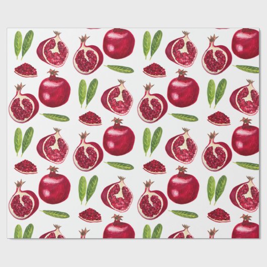 Herbst Pomegranate fruchtige Aquarell Geschenkpapier (Flach)