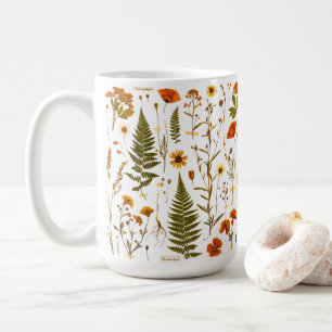 Herbst-Pressed Wildflower & Fern Rustikales Herbar Kaffeetasse