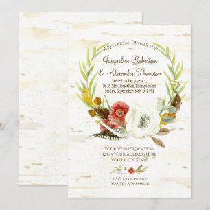 Herbst Probe Dinner Wreath Boho Feather Birch Einladung