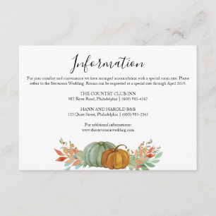 Herbst Pumkins Informationen Hochzeit Begleitkarte