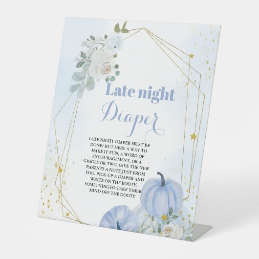 Herbst Pumpend Spätabend Windeln Baby Dusche Schil Sockelschild (Vorderseite)