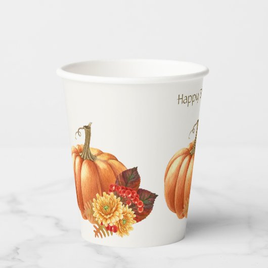 Herbst-Pumpketten Pappbecher (Vorderseite)