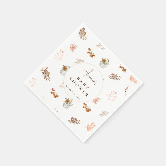 Herbst Pumpkin Baby Dusche Autumn Leaves Serviette (Ecke)
