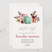 Herbst Pumpkin Baby Dusche Einladung Orange (Vorne/Hinten)