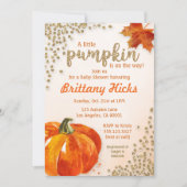 Herbst Pumpkin Baby Dusche Glitzer Einladung (Vorderseite)