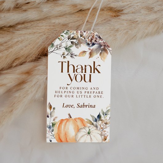 Herbst Pumpkin Baby Dusche Vielen Dank für Ihr Int Geschenkanhänger