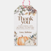 Herbst Pumpkin Baby Dusche Vielen Dank für Ihr Int Geschenkanhänger (Rückseite)