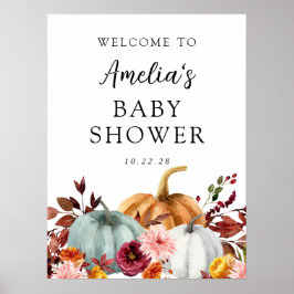 Herbst Pumpkin Baby Dusche Willkommenspappe Poster