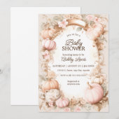 Herbst Pumpkin-Babydusche - Vintage Errötung Einladung (Vorne/Hinten)