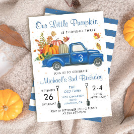 Herbst Pumpkin Blätter Blue Truck Herbst Geburtsta Einladung