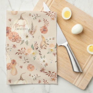 Herbst Pumpkin Blätter BOHO Floral Dankbar Geschirrtuch
