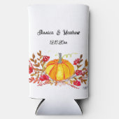 Herbst Pumpkin Blätter Wasserfarbenhochzeit Selters Dosenkühler (Vorderseite)