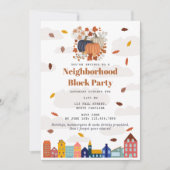 Herbst-Pumpkin-Blockparty im Viertel Einladung (Vorderseite)