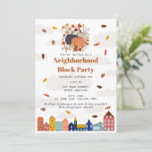 Herbst-Pumpkin-Blockparty im Viertel Einladung (Stehend Vorderseite)