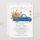 Herbst Pumpkin Blue Truck Herbst Baby Dusche Einladung (Vorderseite)