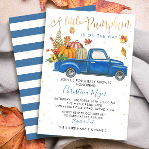 Herbst Pumpkin Blue Truck Herbst Baby Dusche Einladung