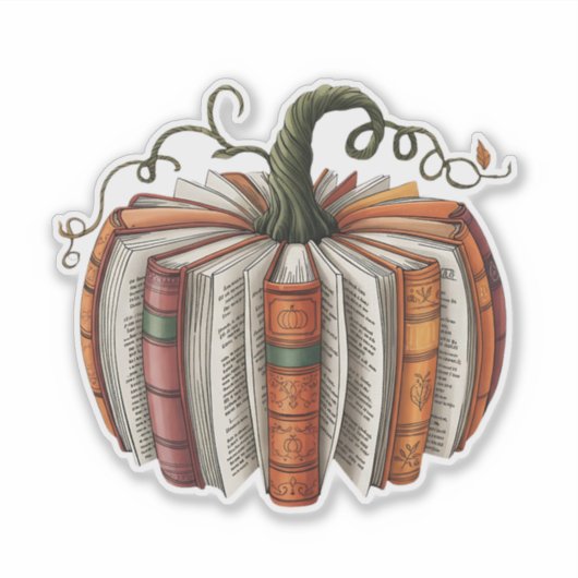 Herbst Pumpkin Book Lover Booktoween Halloween Aufkleber (Vorderseite)