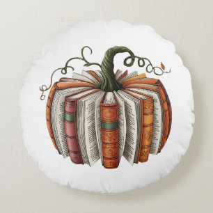 Herbst Pumpkin Book Lover Booktoween Halloween Rundes Kissen