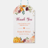 Herbst Pumpkin Burgundy Floral Vielen Dank Geschenkanhänger (Vorderseite)