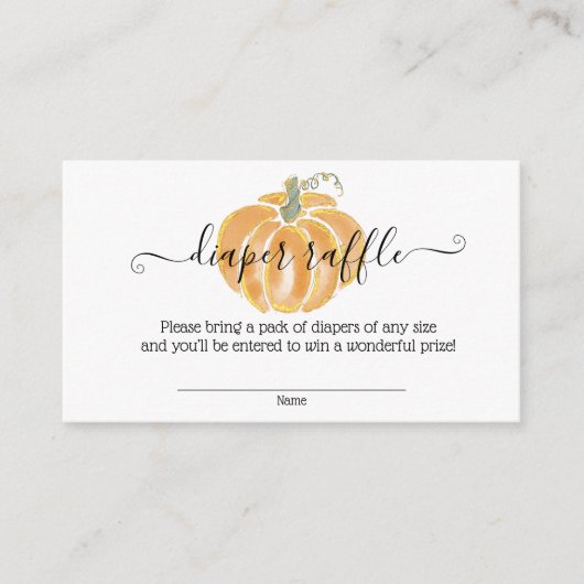 Herbst Pumpkin Diaper Raffle Wasserfarbe Umschließ Begleitkarte (Vorderseite)