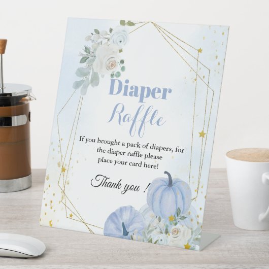 Herbst Pumpkin Diaper Tombola Baby Dusche Zeichen Sockelschild (In Situ)