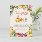 Herbst Pumpkin Einladung zum ersten Geburtstag (Stehend Vorderseite)