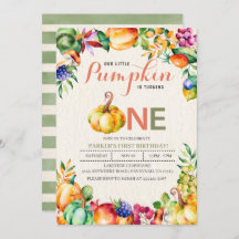 Herbst Pumpkin Einladung zum ersten Geburtstag