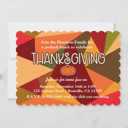 Herbst Pumpkin Erntedank Spaß Farbiger Fall Einladung (Vorderseite)