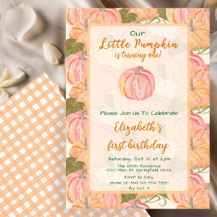 Herbst Pumpkin Erster Geburtstag Individuelle Name Einladung