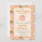 Herbst Pumpkin Erster Geburtstag Individuelle Name Einladung (Vorderseite)