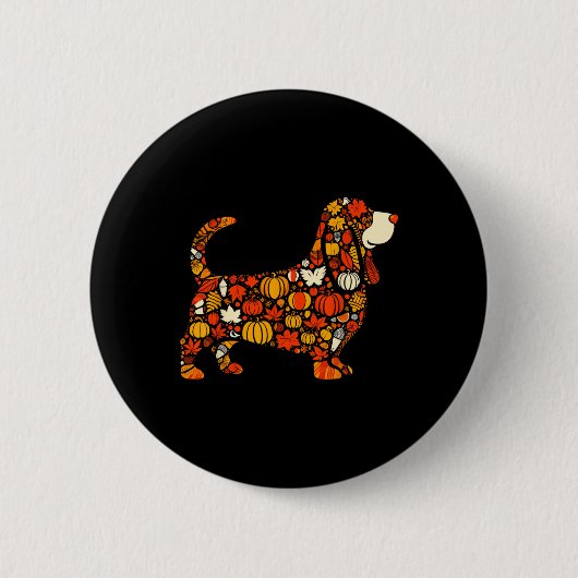 Herbst Pumpkin Fall Bysset Hound Erntedank Wome Button (Vorderseite)