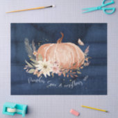 Herbst Pumpkin Fall Leaf Navy Blue Wood Decoupage Seidenpapier (Basteln)