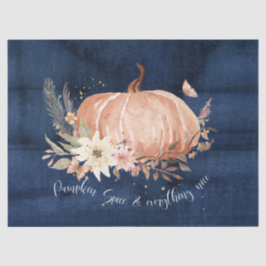 Herbst Pumpkin Fall Leaf Navy Blue Wood Decoupage Seidenpapier