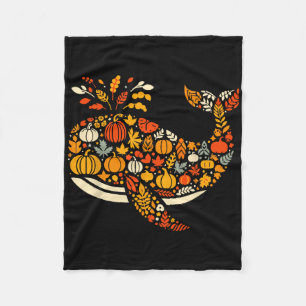 Herbst Pumpkin Fall Whale Erntedank Frauen Männer Fleecedecke