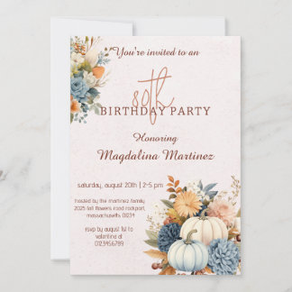 Herbst Pumpkin Floral Geburtstagsparty Einladung