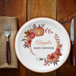 Herbst Pumpkin Floral Herbstdusche Pappteller