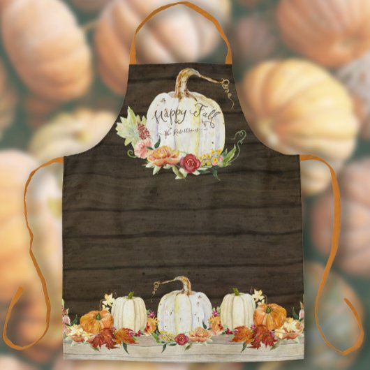 Herbst Pumpkin Foliage Wood Happy Fall Familiennam Schürze